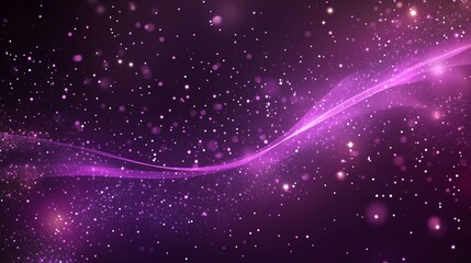 Fototapeta premium Digital purple particles wave and light abstract background with shining dots stars.