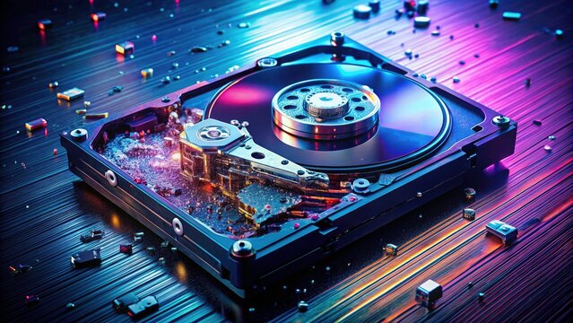 Corrupted files, shattered visuals: stock photo depicting catastrophic system failure.