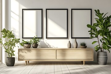 Minimalist living room interior three empty