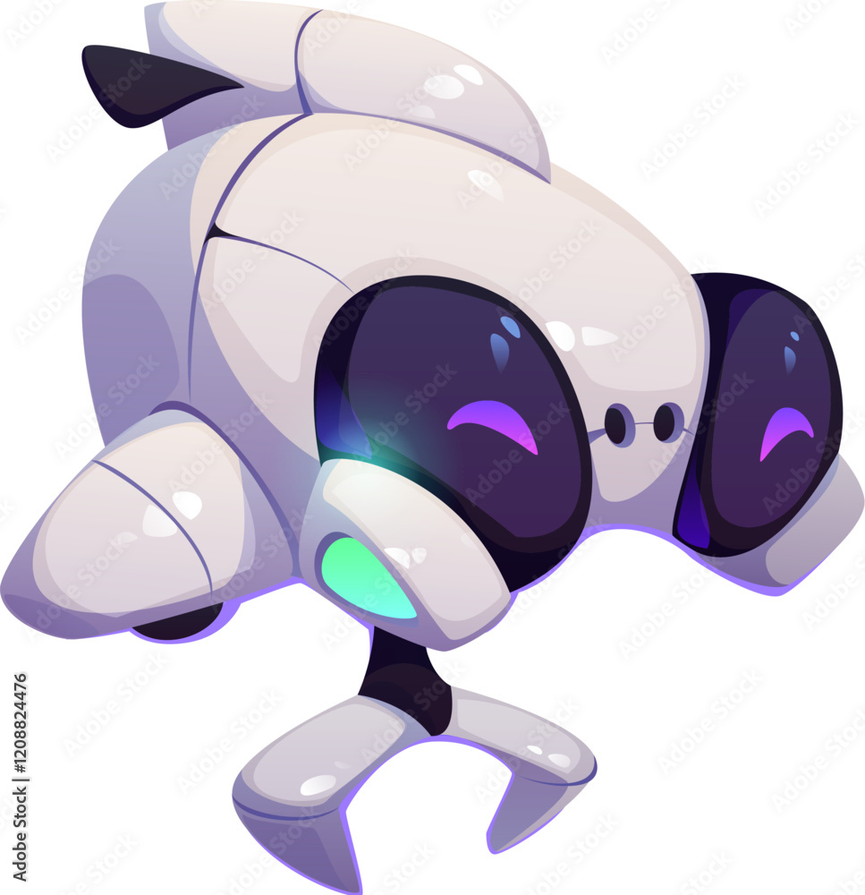 Poster cartoon underwater robot mascot, drone or bathyscaphe submarine, vector bot. futuristic technology r