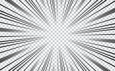 Obraz premium Abstract comic book flash explosion radial lines on transparent background. Super hero design vector illustration.