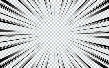 Comic concept with halftone radial ray slash effect.