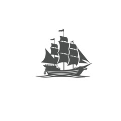Pirate Ship Silhouette with Sails vector eps