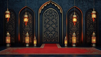 Majestic Arabian Night: Golden Lanterns and Intricate Archways