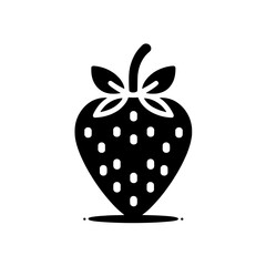 Black and White Strawberry Icon: A simple yet impactful black and white icon featuring a strawberry with a heart-shaped outline, perfect for branding, social media, and graphic design projects.