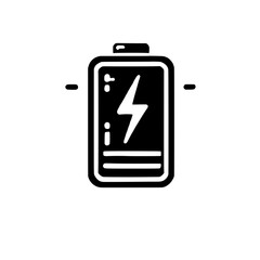 Battery Power Icon: A simple yet bold illustration of a battery icon, showcasing a fully charged status with a prominent lightning bolt symbol.  Perfect for illustrating concepts related to energy.