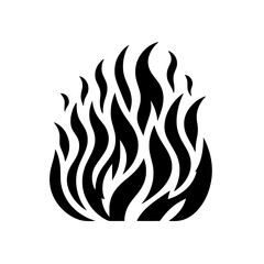 Burning Flames Icon:  A bold, graphic black and white illustration of flames, evoking intense heat, passion, and energy. Perfect for graphic design, branding, and web projects.