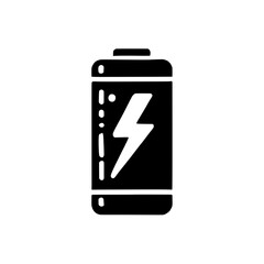 Battery Icon: A simple yet impactful silhouette of a battery icon, with a stylized lightning bolt symbolizing energy and power.  Perfect for representing concepts like charging, energy storage.
