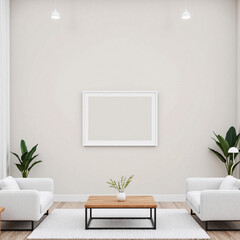 Fototapeta premium Simple Blank Frame on Wall for Decoration – Perfect for displaying personalized or professional content.