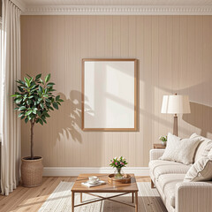 Simple Blank Frame on Wall for Decoration – Perfect for displaying personalized or professional content.