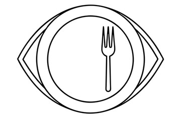 Clean Line Art of Plate and Fork for Restaurant Logo or Menu Design (SVG)