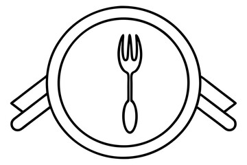 Clean-line-art-plate-and-fork-illustration-for-restaurant-svg