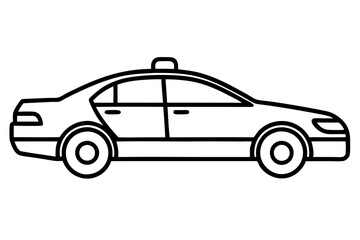 Detailed Line Art of a Police Car – Law Enforcement Vector Illustration