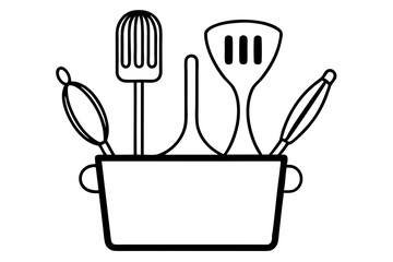 Detailed-line-art-kitchen-utensils-illustration-for-cooking-svg