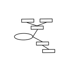 Workflow chart or tree diagram with circular and rectangular elements connected by lines. Concept of business development stages. Minimal infographic design template. Vector illustration for report.