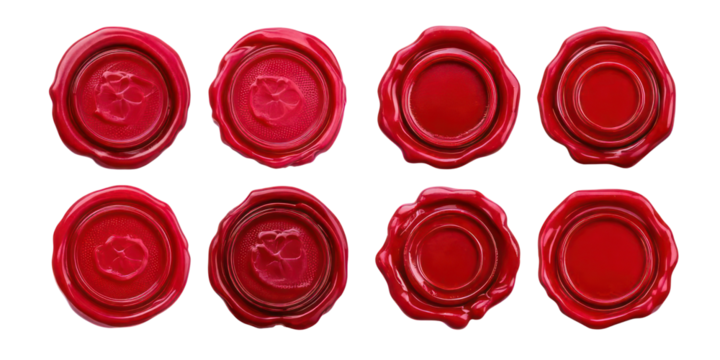 Red Wax Seals Collection,PNG set collection, isolated on transparent background