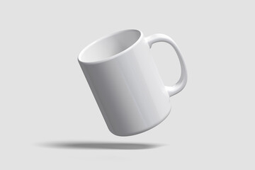 Blank 3d rendering floating mug mockup