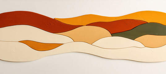 Abstract layered artwork with earthy tones and flowing shapes