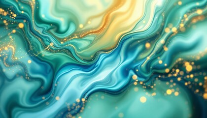 Obraz premium Abstract Teal and Gold Swirls: A Luxurious Marble Texture