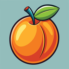 Fresh Peach Food Cartoon Style Vector Illustration: Sweet and Vibrant Fruit Design



