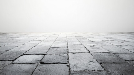 Fototapeta premium Modern stone floor with a blurred empty space on the side, offering a sense of calm and potential for creative design, open for interpretation and imagination, symbolizing order and chaos