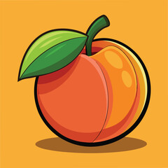 Fresh Peach Food Cartoon Style Vector Illustration: Sweet and Vibrant Fruit Design



