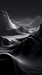 Digital technology black and white planet and desert landscape poster background