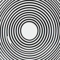 Fototapeta premium Black concentric circles on white background create minimalist optical illusion