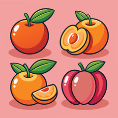 Fresh Peach Food Cartoon Style Vector Illustration: Sweet and Vibrant Fruit Design




