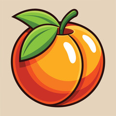 Fresh Peach Food Cartoon Style Vector Illustration: Sweet and Vibrant Fruit Design



