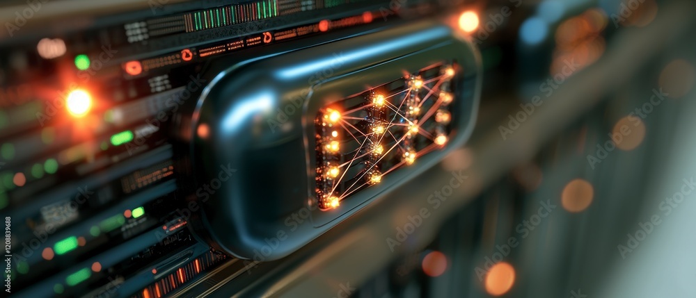 Aufkleber futuristic quantum computer data center technology closeup