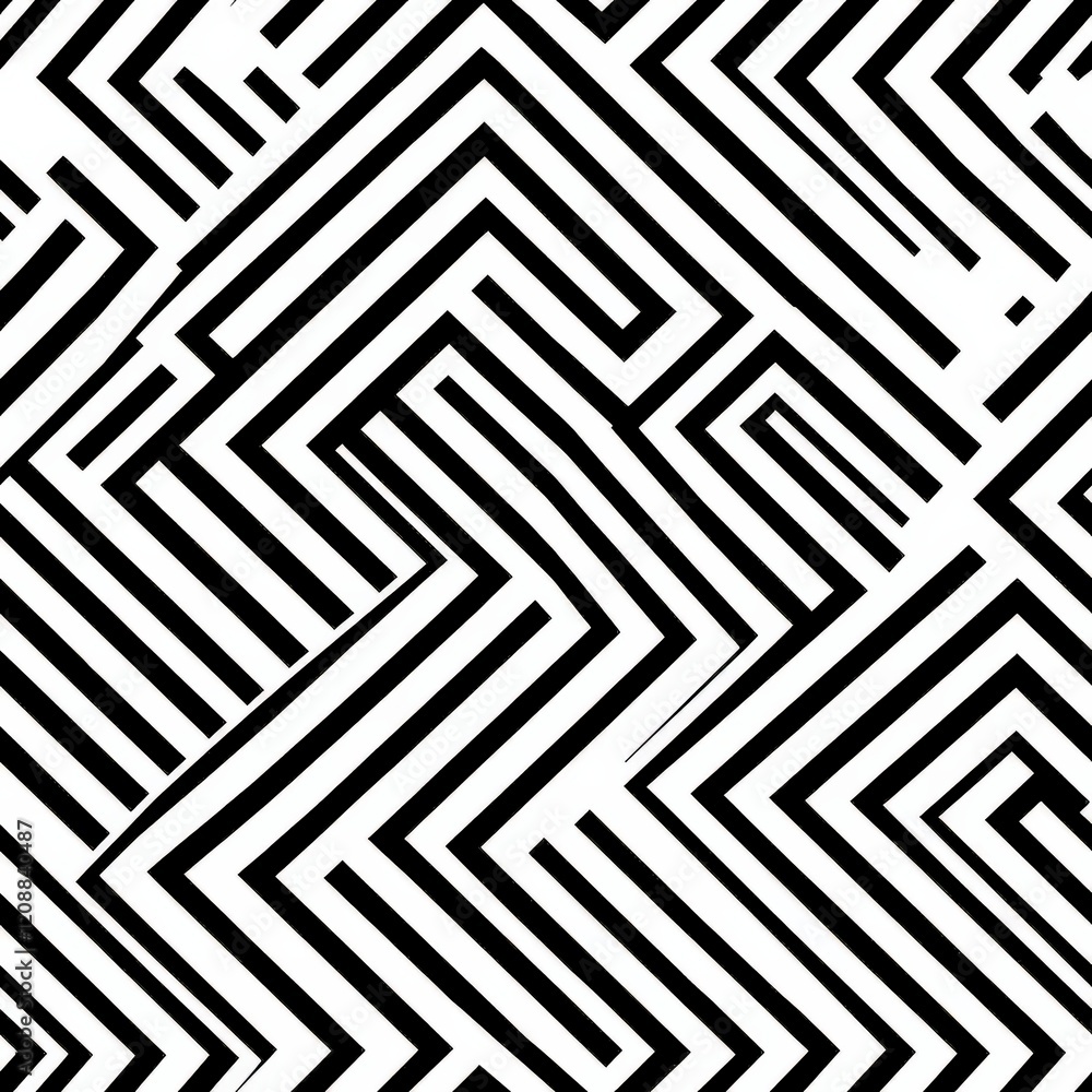 Poster abstract black and white geometric pattern with intersecting lines and shapes for modern design proj