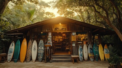 Tropical Surf Shop Sunset Beachfront