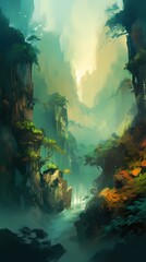 Obraz premium Digital technology abstract style concept art oil painting poster background