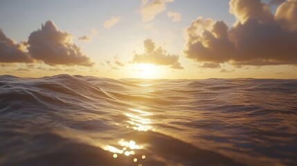 Obraz premium A calm ocean horizon with sunlight reflecting off the waves.