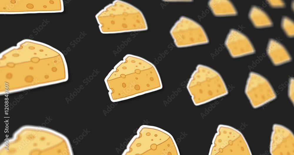 Poster animated cheese slice pattern design on light and dark background