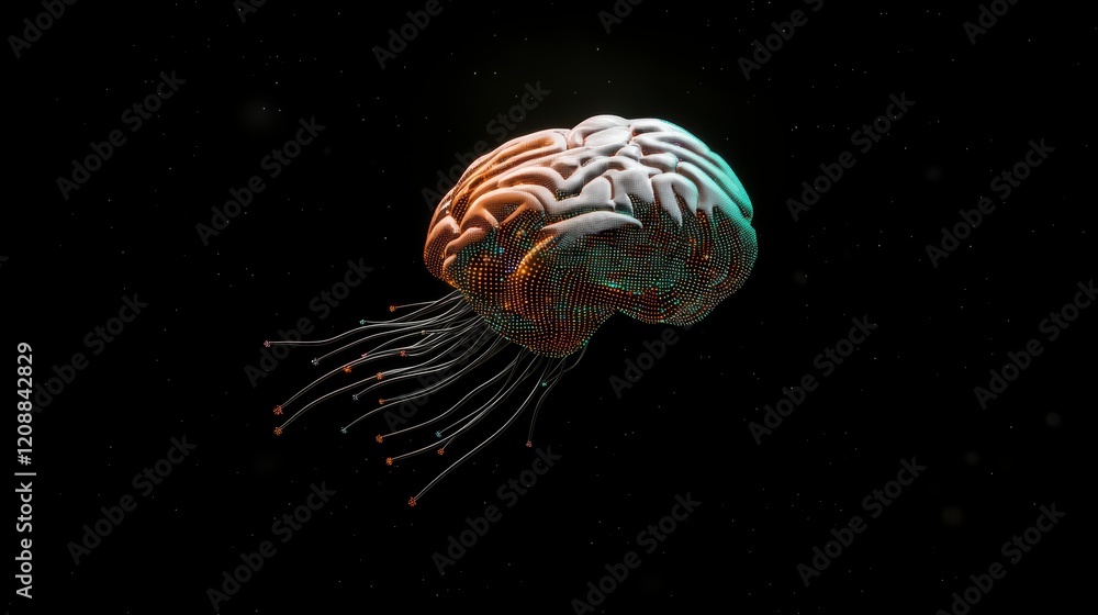 Poster ai brain neural network digital mind technology concept abstract background