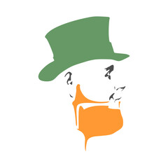 St. Patrick's day leprechaun portrait. Saint Patrick's Day character leprechaun with beard and hat. Elf character for advertising. Ireland National Holiday
