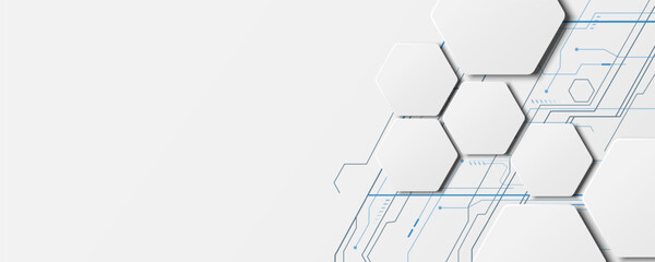 Hexagonal geometric background image, circuit board concept, network, technology and communication
