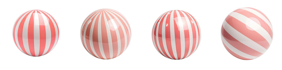 Striped Pastel Pink and White Candy like Spherical 3D Shapes  Abstract modern and minimal geometric design modern art and contemporary digital art concept