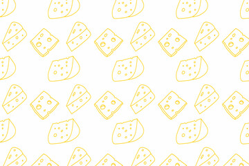 Cartoon Cheese doodle seamless pattern for background and packaging. Vector design. Various cheese design wallpaper
