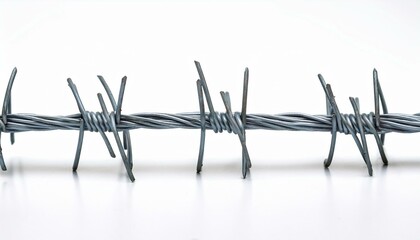 Close-up of barbed wire against a white background.