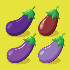 Vibrant Eggplant Vector Illustration: Fresh, Healthy Vegetable Design on White Background