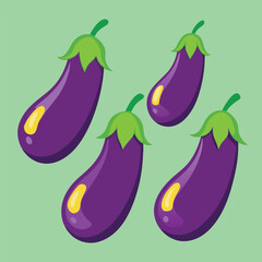 Vibrant Eggplant Vector Illustration: Fresh, Healthy Vegetable Design on White Background