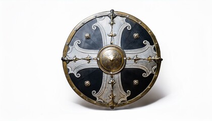 Ornate medieval-style shield with a cross design.