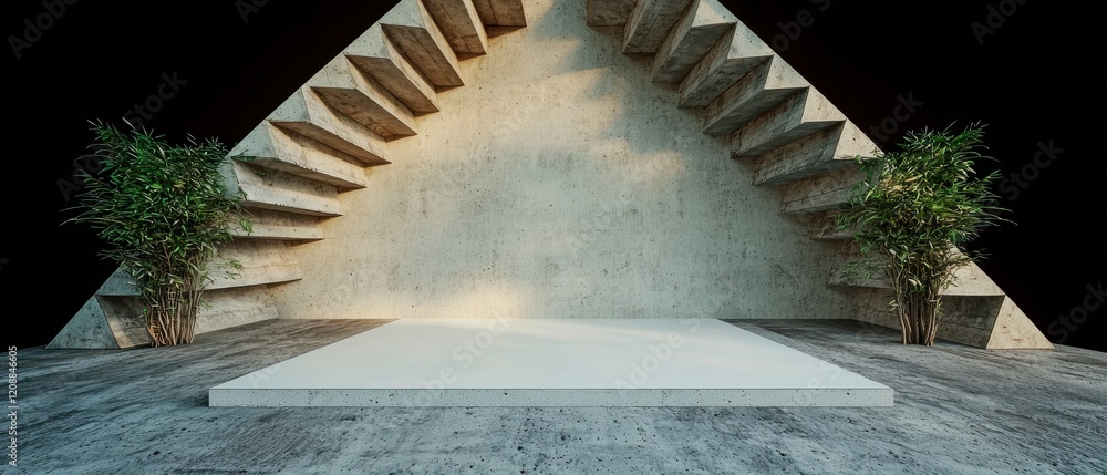 Poster futuristic concrete architecture minimalist 3d render modern design abstract background
