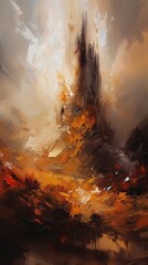 Digital technology abstract style concept art oil painting poster background