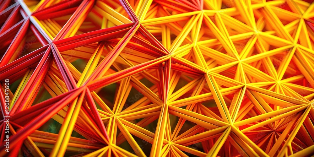 Poster macro photography captures bright, diagonal lines and bold triangles, creating a striking summer web