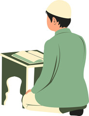 Illustration of Muslim Characters in the Month of Ramadan