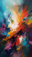 Fototapeta premium Digital technology abstract style concept art oil painting poster background